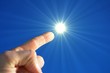 hand fingers sky and sun