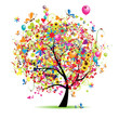 Happy holiday, funny tree with baloons Happy holiday, funny tree with baloons