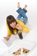 Happy female teenager with laptop