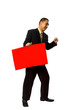 Business Man Hold Red Blank Card Business Man Hold Red Blank Card