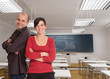 Cheerful teaching staff Cheerful teaching staff