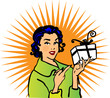 Retro woman gift icon card poster advertise