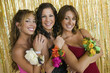 well-dressed teenager girls at school dance portrait