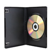 Disk in DVD box isolated on white background