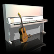 Piano and guitar isolated on a black background