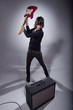 Man smashing electric guitar