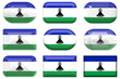 nine glass buttons of the Flag of Lesotho