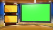 Virtual TV Studio News Set with city background
