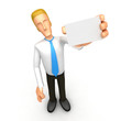 manager with blank business card