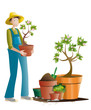 Jardinier et pots de fleurs
