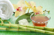 spa bowl of oil massage and bath salts