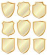 Set of gold heraldic Shield for decoration and design Set of gold heraldic Shield for decoration and design