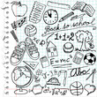 Illustration of squared paper with school symbols Illustration of squared paper with school symbols