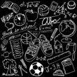 Illustration of school symbols on black background Illustration of school symbols on black background