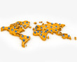 Illustration: Computer Network on World Map Computer Network on World Map