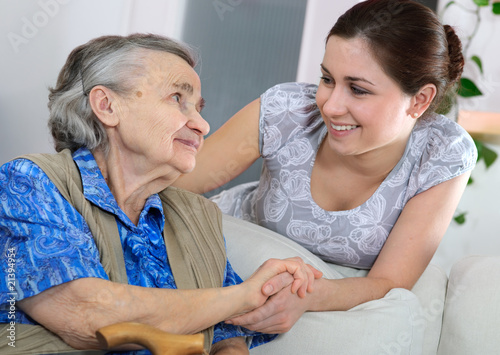 Photo: Senior woman with her home caregiver Senior woman with her home caregiver