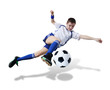 Boy with soccer ball, Footballer. (isolated)