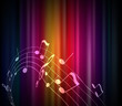 Colored musical notes background.