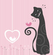 Cheerful Cat and Bird