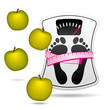 Bathroom scale with apples for diet concept
