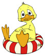 Illustration: Ente, Schwimmreifen, Schwimmbad, Teich, See Ente, Schwimmreifen, Schwimmbad, Teich, See
