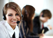 Beautiful representative smiling call center woman with headset. Beautiful representative smiling call center woman with headset.