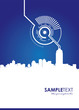 cityscape on a blue abstracted skyline