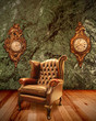 Old Armchair and Old Clocks Old Armchair and Old Clocks