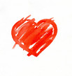 Symbolic heart watercolor painted.