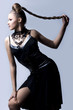 Foto: beautiful woman in black evening gown beautiful woman in black evening gown
