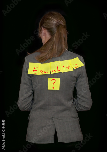 Photo: Businesswoman, work equality, black background Businesswoman, work equality, black background