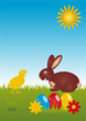 Lächelnder Osterhase und Kücken 02 Lächelnder Osterhase und Kücken 02