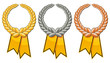 medaille d'or d'argent et de bronze