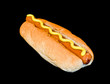 Hot dog on black