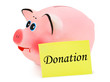 Piggy bank and paper Donation