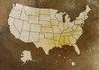Map of US with marked states