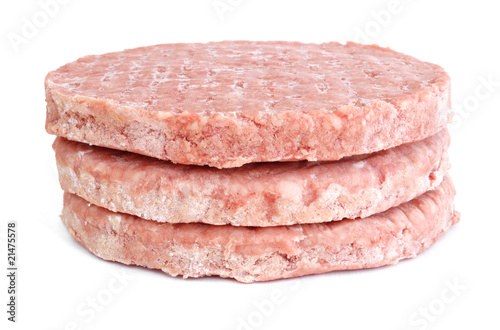 Photo: Three Frozen Hamburger Patties Three Frozen Hamburger Patties