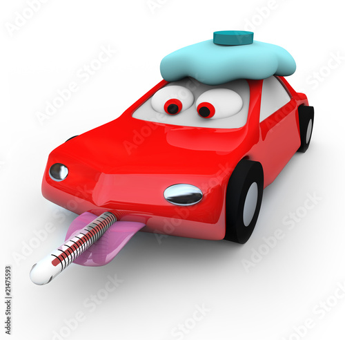Illustration: Broken Down Car - Thermometer Broken Down Car - Thermometer