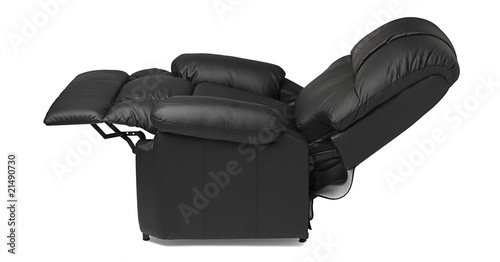 Photo: Black leather armchair, extended. Black leather armchair, extended.