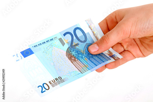 Foto: Hand mit 20 Euroschein Hand mit 20 Euroschein