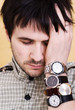 Deadline, time, waiting concepts. Man with watches