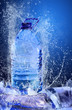 Buttle of water on the ice. Splash of water Buttle of water on the ice. Splash of water