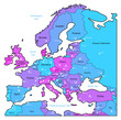 Cyan and violet map of Europe