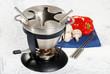 oil fondue with vegetables