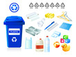 Plastic waste suitable for recycling and plastic codes