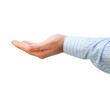 Man hands on a white background