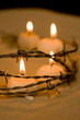 Iron fence and candles