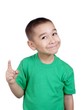 Foto: boy pointing up looking wise, isolated on white boy pointing up looking wise, isolated on white