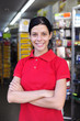 teenage girl working part time in a stationery shop
