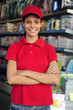 teenage girl working part time in a stationery shop